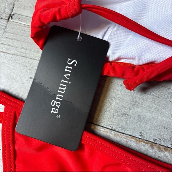 Suvimuga Classic String Bikini 2 Pc Swimsuit Womens Size Large Red NWT - Picture 8 of 14